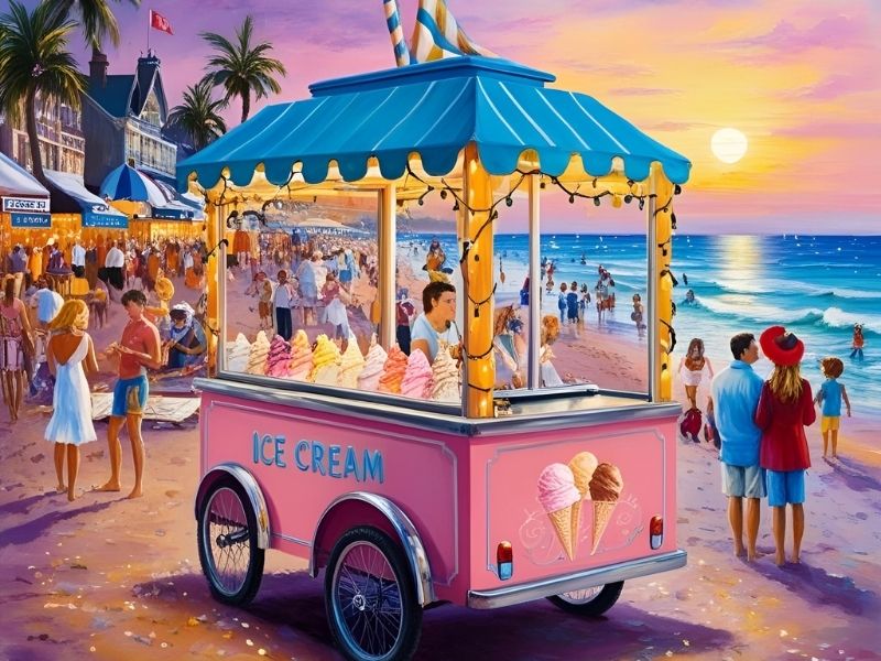 Kiralama paketi kapsamında sunulan dondurma miktarı ve şov süresi bilgisi.